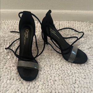 Black and Clear Strappy Heels